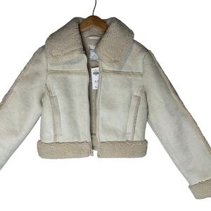 Abercrombie & Fitch Cream Fleece Cropped Jacket XS NWT